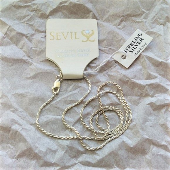 Sterling Silver Rope Chain Necklace 18" NWT ITALY - Picture 1 of 8